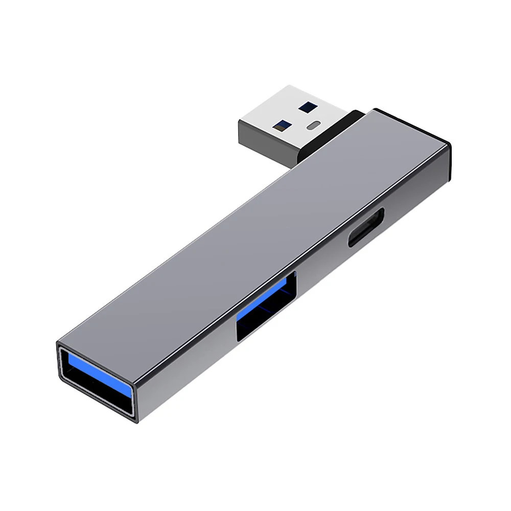 4 in 1 kompakt usb-c-hub i aluminium usb 3.0- hub typ c till typ c och dubbel usb-portshub för mångsidig enhetsanslutning: Brun