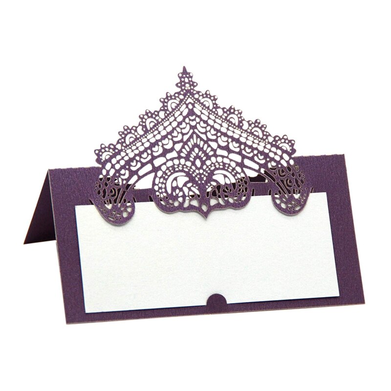 100 Pcs Table Place Cards with White Inserts Crown Tent Cards Name Cards for Wedding Banquets Buffet Bridal: Purple