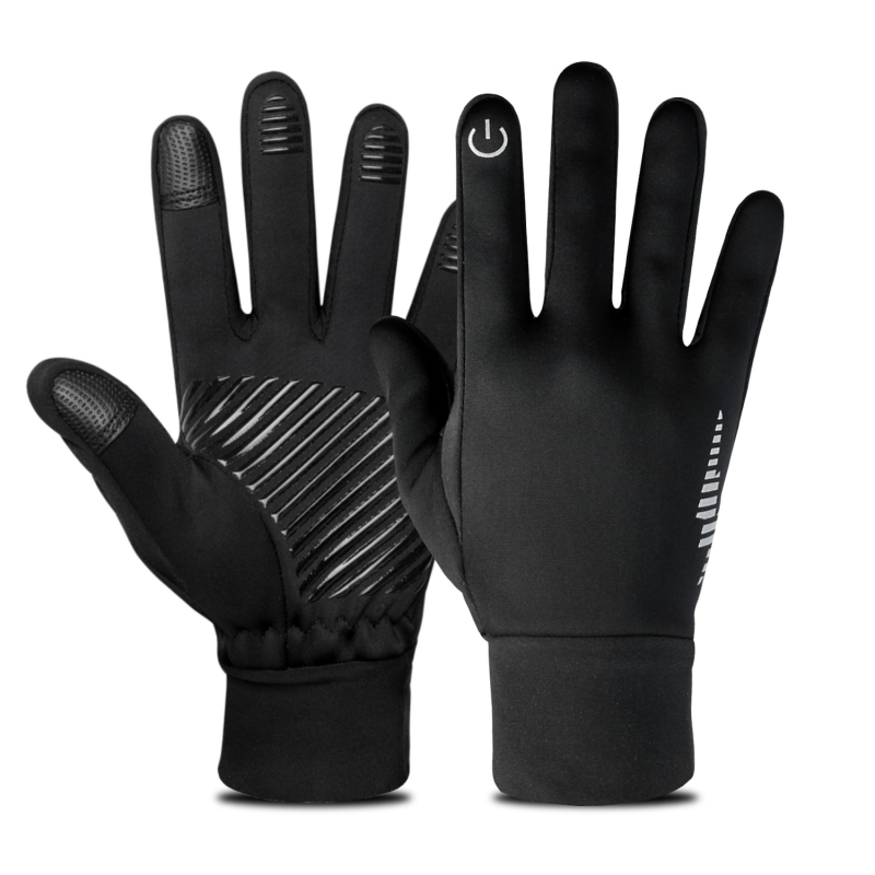 Guantes de invierno para hombre y mujer, manoplas cálidas para pantalla táctil, para correr, ciclismo, entrenamiento, bicicleta y fútbol: Negro / XL