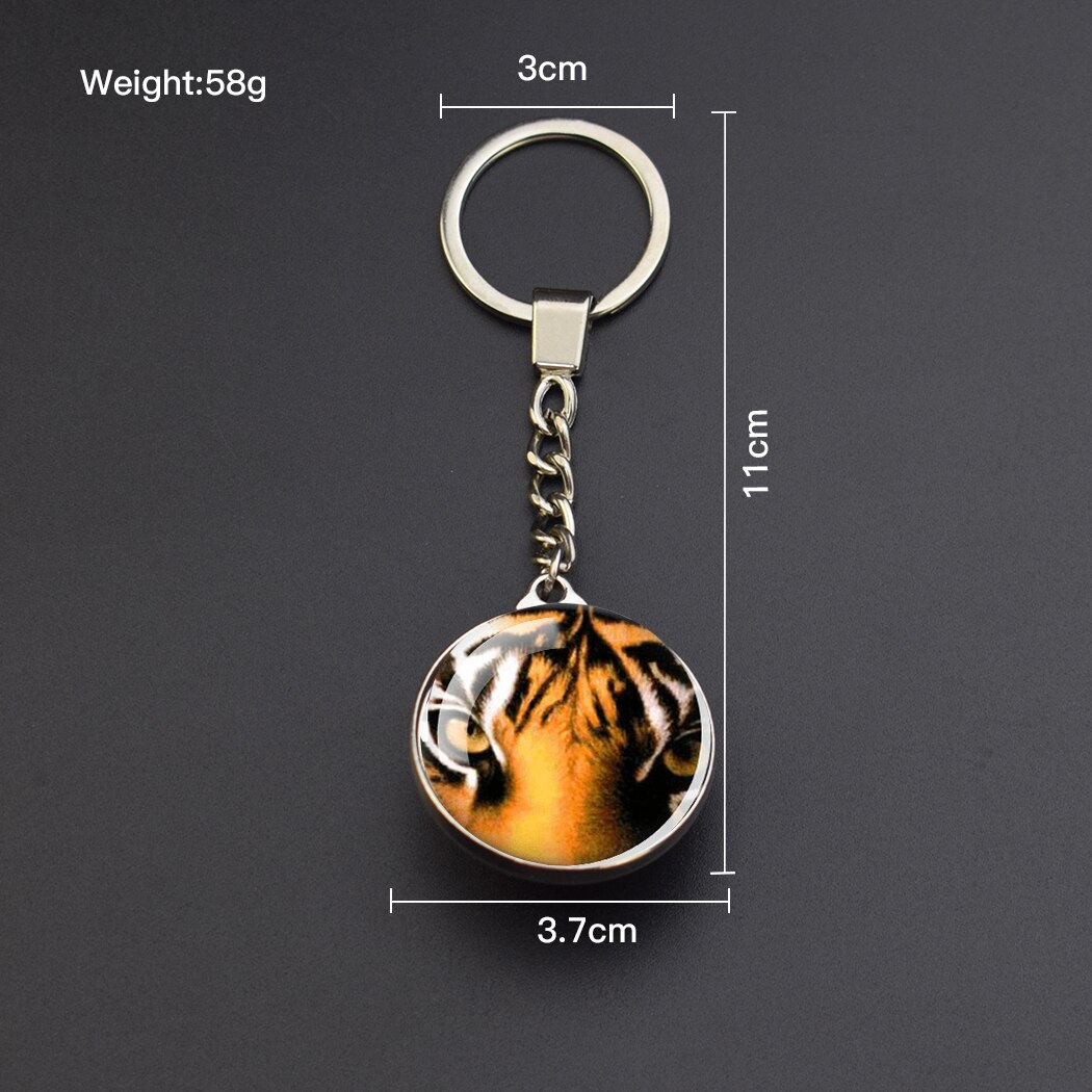 Tiger Picture Keychain Crystal Ball Jewelry Year of The Tiger Year Glass Ball Jewelry 35MM Keychain Year for Family