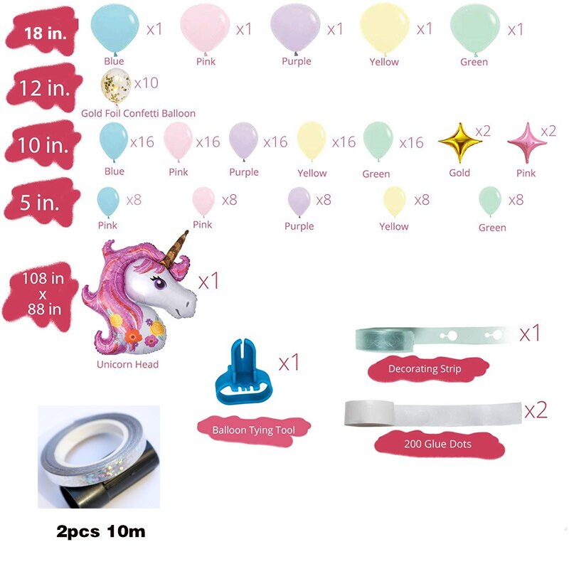 Ballonnen Guirlande Diy Premium Pastel Regenboog Eenhoorn Ballon Boog En Guirlande Kit Giant Eenhoorn Folie Voor Kid Volwassen Verjaardag Decor