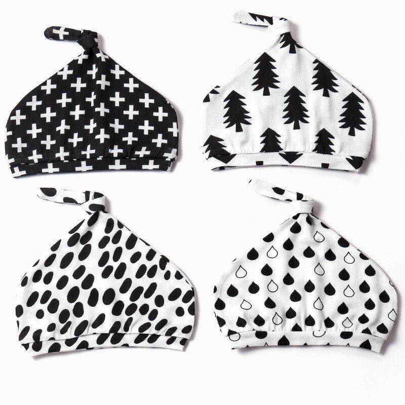 Happyflute 4 stuks/set pasgeboren babymutsje katoen lente herfst peutermuts jongens meisjes muts winter warm print kindermutsje