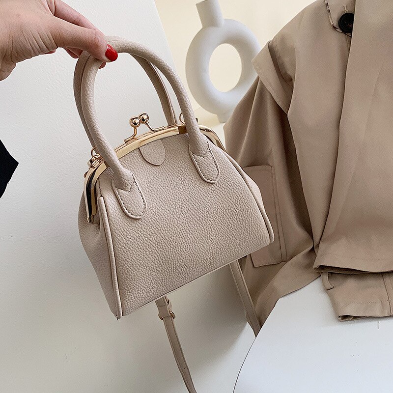 Lilie KÖNIGIN PU Leder Umhängetaschen Für Frauen Handtaschen Weibliche Schulter Taschen Haspe Abend Totes: Elfenbein