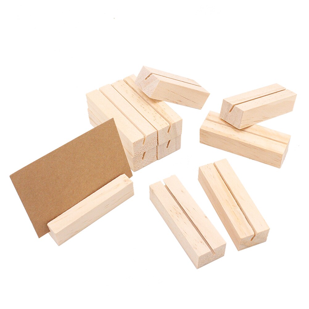 10 Pcs Business Card Holder Wooden Rectangle Shaped Photo Stand Picture Holder Handmade Memo Holder
