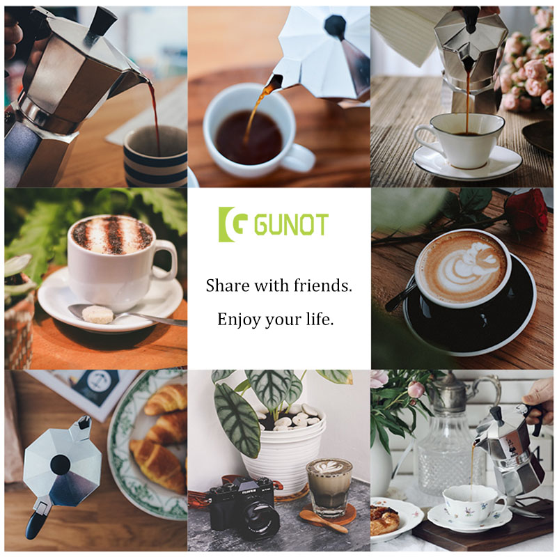 GUNOT Aluminum Stove-top Moka Pot Coffee Maker Italian Espresso Coffee Maker With Filter Cafeteira Expresso Percolator 3cup/6cup