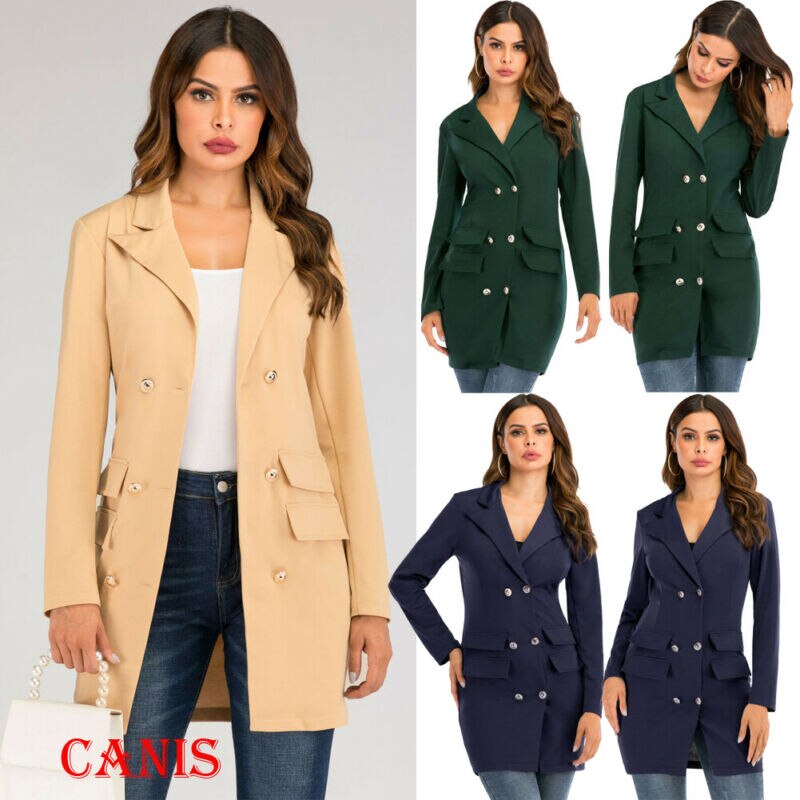 Kvinnor dam långärmad slimmad kavaj kostym kappa arbetsjacka formell kostym plus size