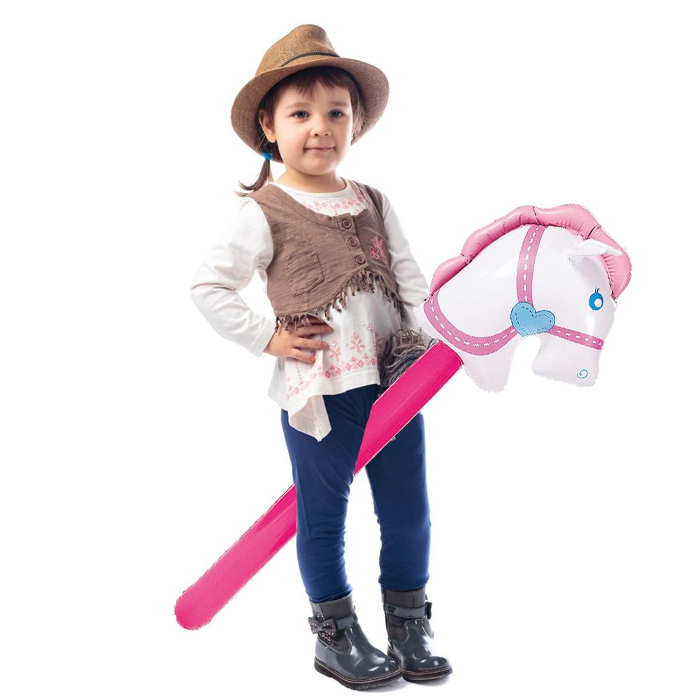 Inflatable Cowgirl Stick Horse Inflatable Horse Heads Stick Outdoor Educational Toys For Children Babies Birthday