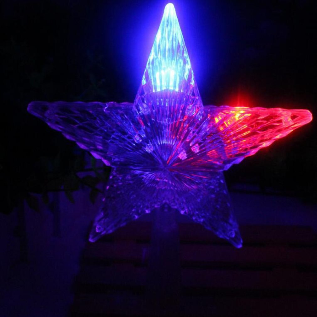Julestjernelys juletræ topper stjerne 3d førte toplys auto flash juledekorationer til hjemmet