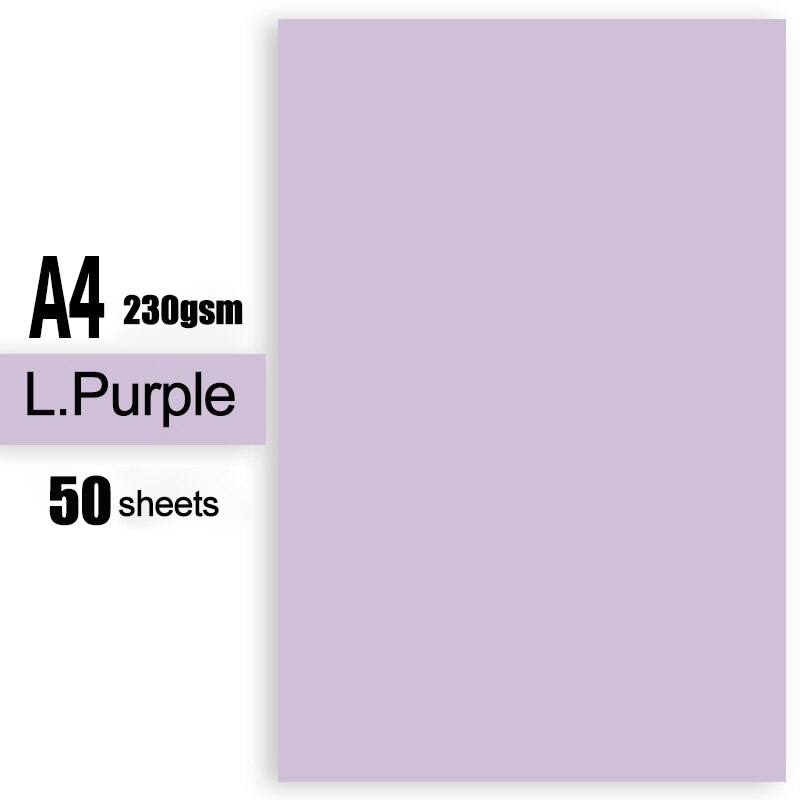 230gsm 50 Sheets Kids Paperboard Multicolor Specialty Paper Handmade Cardstock Craft Paper: Light Purple