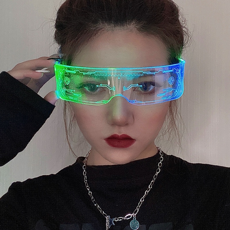 Lunettes de soleil LED Shoous pour hommes et femmes, lunettes punk vintage, lunettes lumineuses colorées, nuances UV400, fête de Noël,