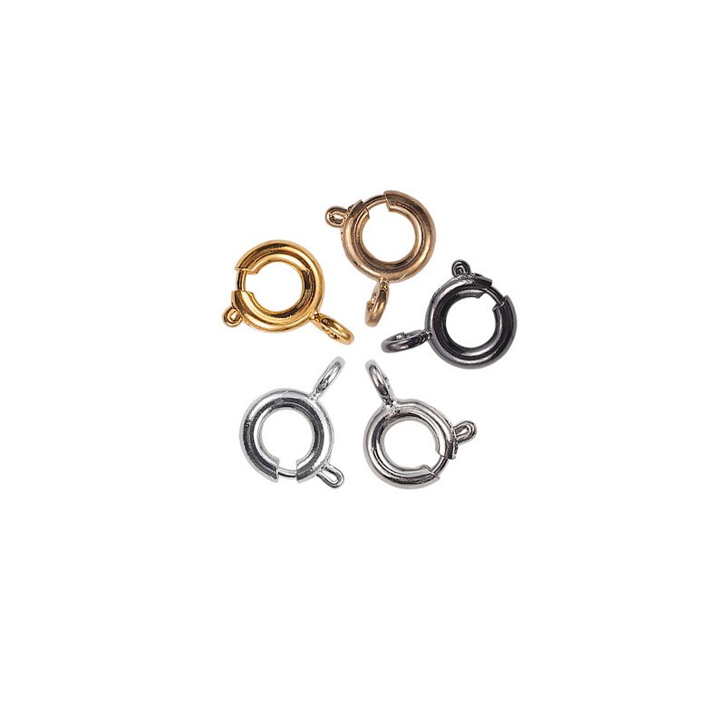 6Mm 10Pcs Gold Spring Ring Sluiting Met Open Jump Ring Sieraden Sluiting Voor Ketting Armband Connectors Sieraden maken