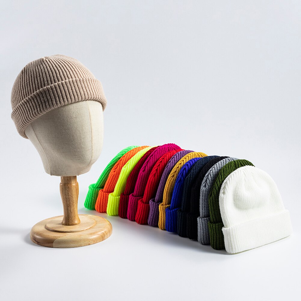 Hip Hop Beanie Knitted Hat Men Skullcap Women Winter Warm Brimless Baggy Melon Cap Cuff Docker Fisherman Beanies Hats