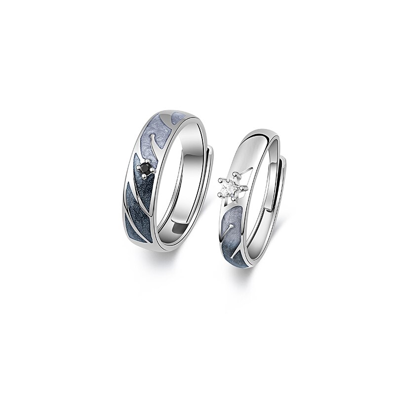 Thaya 925 Silber Himmel sternenklar Paar Ring Für Liebhaber Einstellbare Öffnen Emaille Valentinstag Für Frauen männer Edlen Schmuck