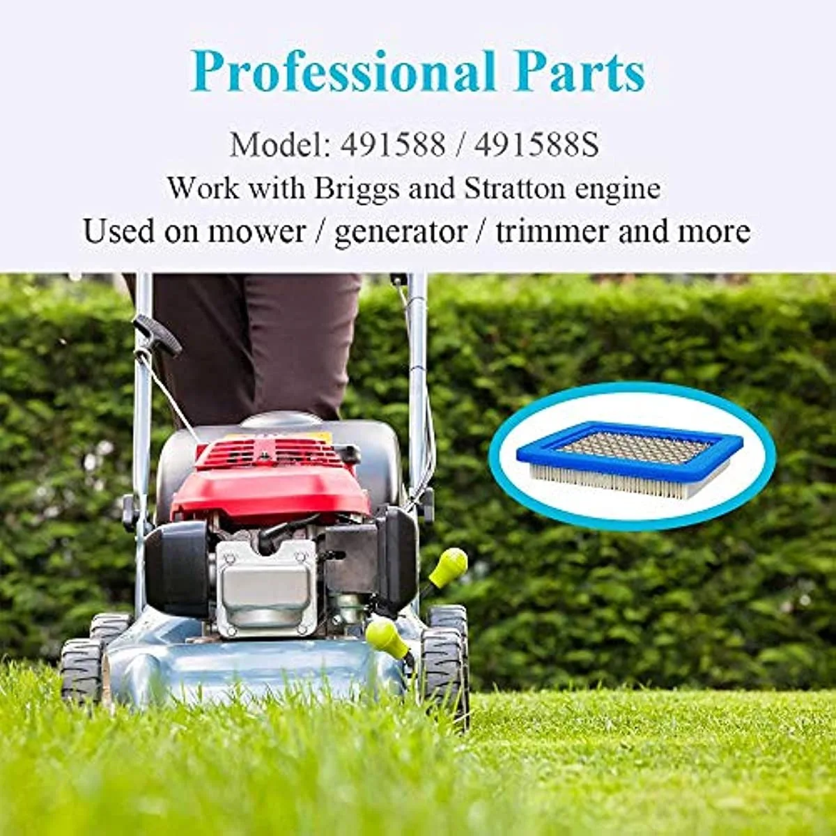 5 stuks 491588 Luchtfilters voor Briggs Stratton 491588 Toro 20332 Craftsman 3364 grasmaaier O20 20 Vierkant filterelement