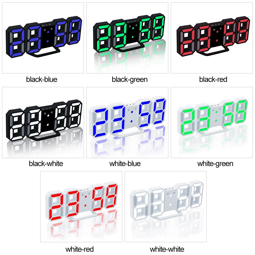 3D LED Digital Alarm Clocks Wall Hanging Watch Snooze Function Table Clock Calendar Thermometer Display Office Electronic Watch