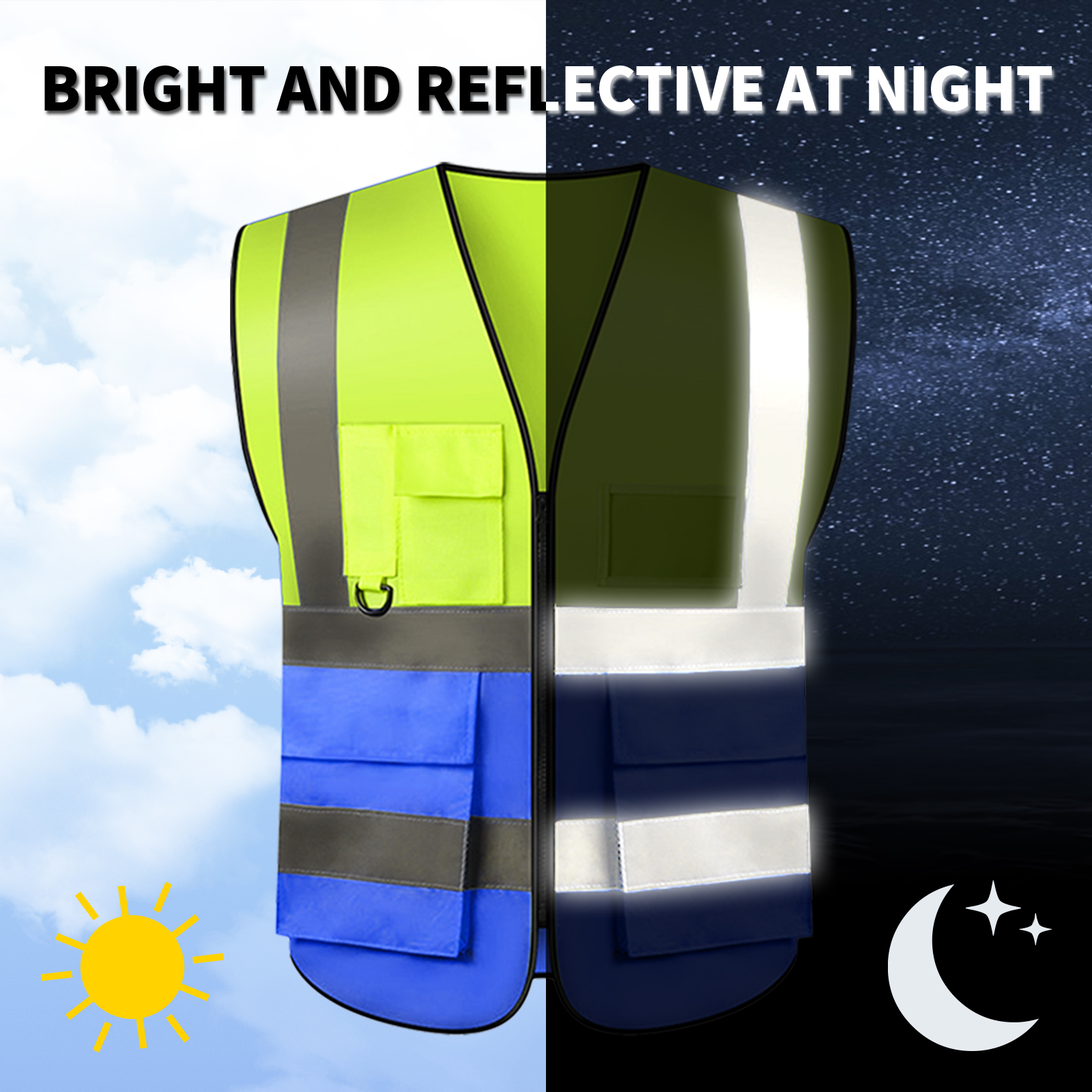 Custom Your Logo Reflective Safety Vest Construction Work Traffic Vest Railway Coal Miners Uniform Security ANSI Class 2