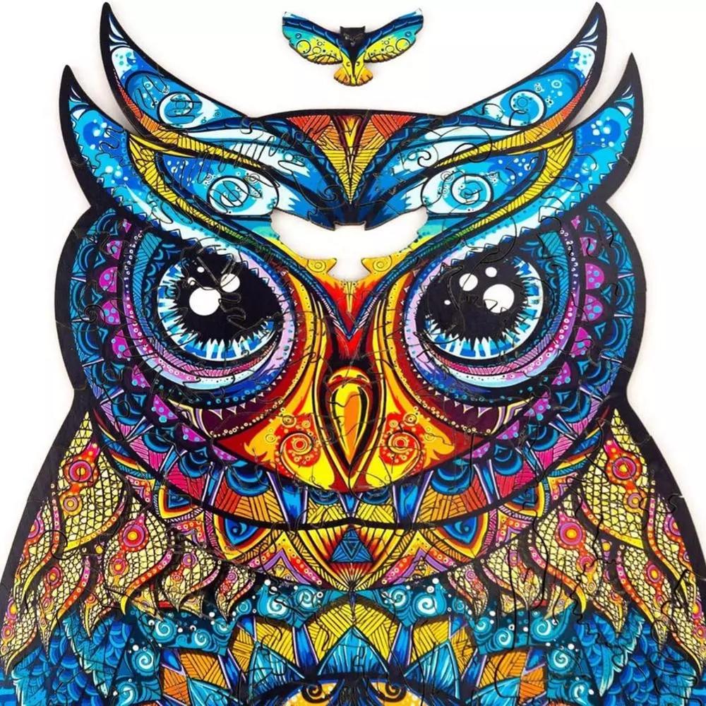 Hibou en bois Puzzles pour enfants mystérieux jouet éducatif fabuleux interactif Puzzle en bois