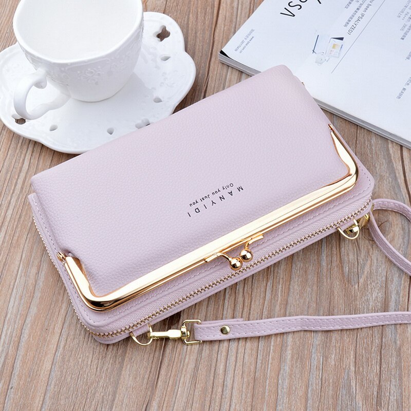 Phone Bag PU Leather Large Capacity Travel Portable Shoulder Bag Brand Ladies Crossbody Bag Messenger Bag: Style 1 D