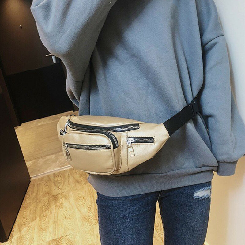 Women's Waist Belt Bag Solid Leather Fanny Pack Shoulder Chest Bag Travel Small Large Capacity Phone Pouch