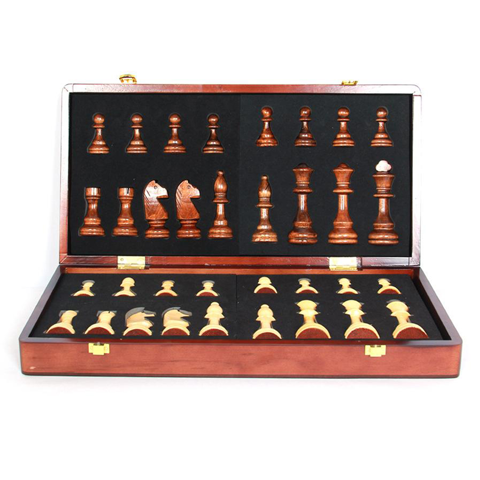Competitive Tournament 18" XL Large Handcrafted Wooden Carved Chess Set Board and 32+2 Pieces Chessmen Folding Ches