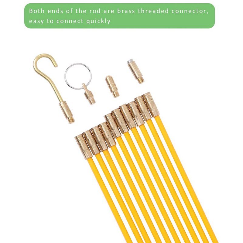 11Ft Cable Rod,Fiberglass Fish Tank Kit Connectable Cable Puller Pull Push Electrical Wire Rods With Various Accessories