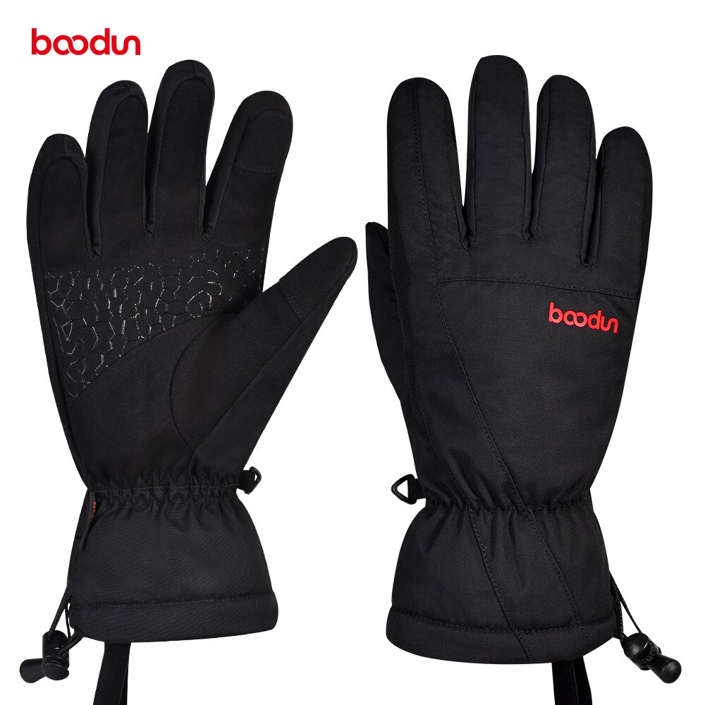 Masculino feminino luvas de esqui separado dedo impermeável lã térmica quente neve esqui snowboard luvas de inverno esportes ao ar livre luvas: black / S