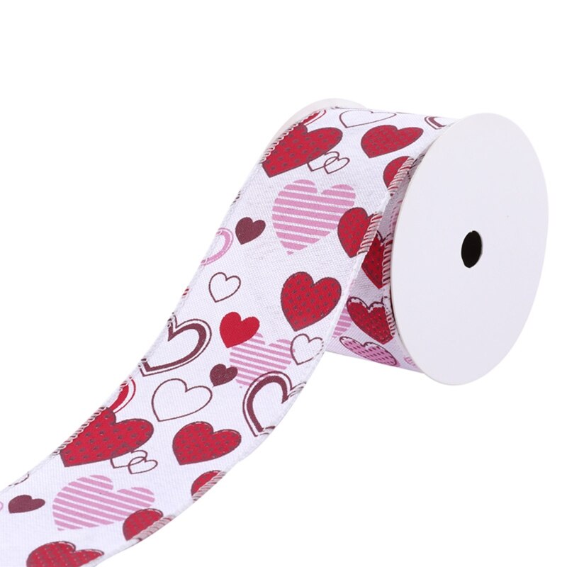 69HF 10 Yards Heart Stripe Printed Ribbon Valentine's Day Mother's Day Satin Ribbons for Wrapping DIY Craft: Pure love