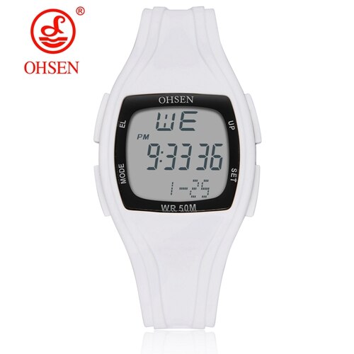 Digital Led Women Sport watches Blue silicone waterproof Lady Watch girl boy wristwatch stopwatch relogio feminino: White Watch