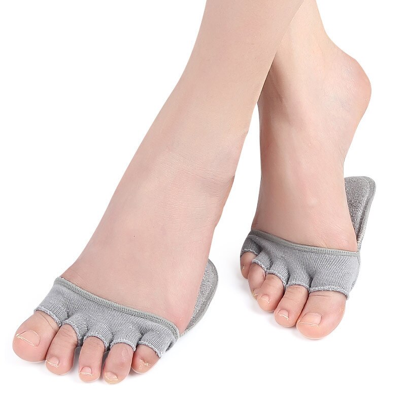 Separador de dedos de media palma, antideslizante, absorbente de sudor, plantillas elásticas, calcetines de cinco dedos, almohadillas de juanete, Hallux Valgus