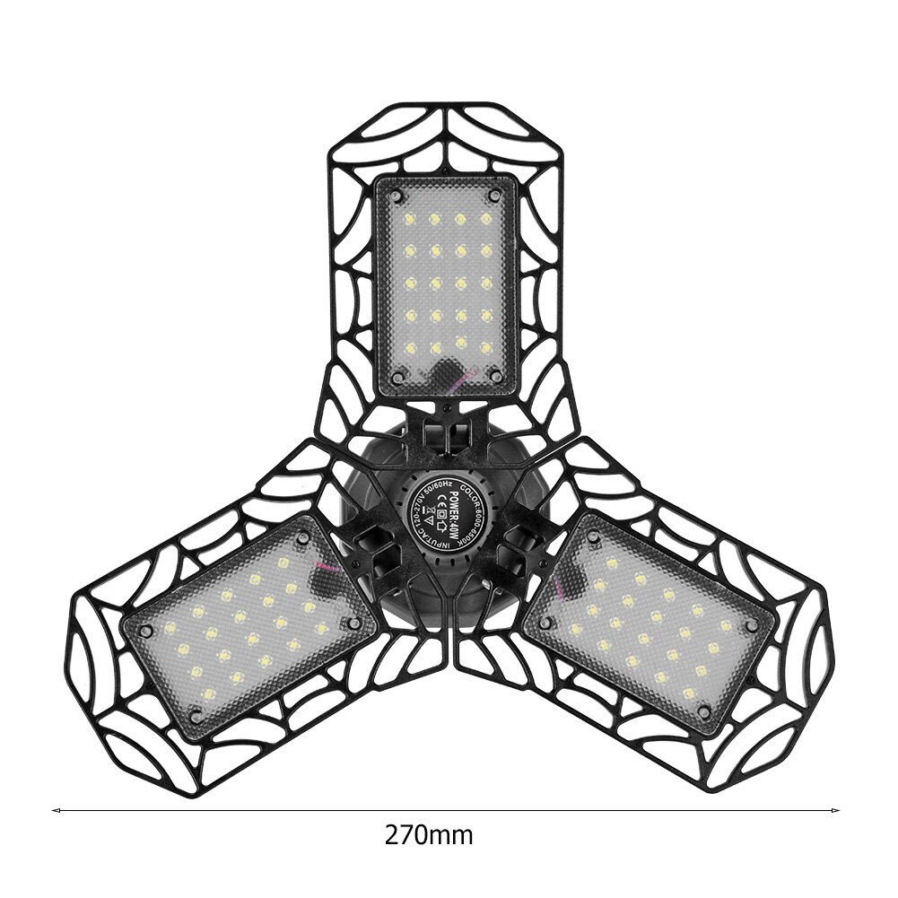 60W Super Bright Garage Light Industrial Lighting E27 LED Light Bulb Folding Industrial Lamp Workshop pendant lamp Floodlight: Black