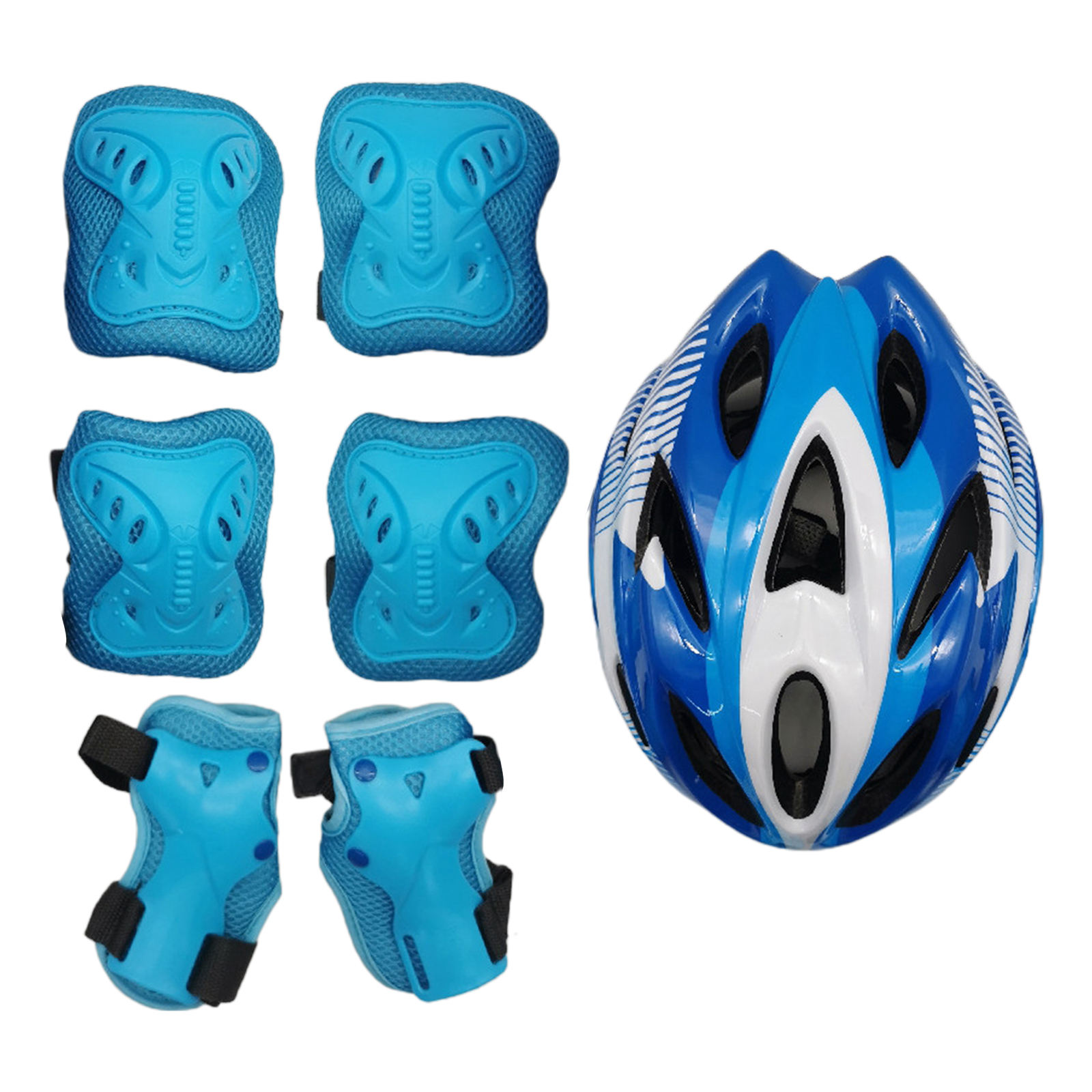Complete 7pcs Roller Skating Protector Elbow Knee Pads Helmet Kids Riding Skateboard Ice Sports Wrist Guard Protective Gear Set