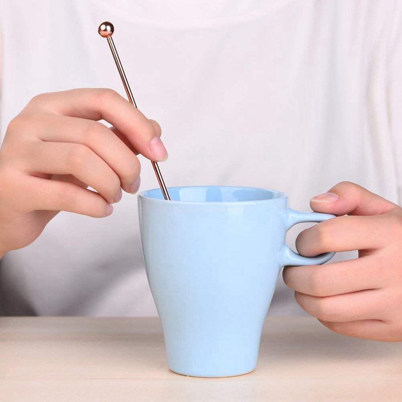 Roestvrijstalen roerstaafjes voor koffiedranken, roerstaafjes voor cocktails, set van  of 6 roerstaafjes voor koffie