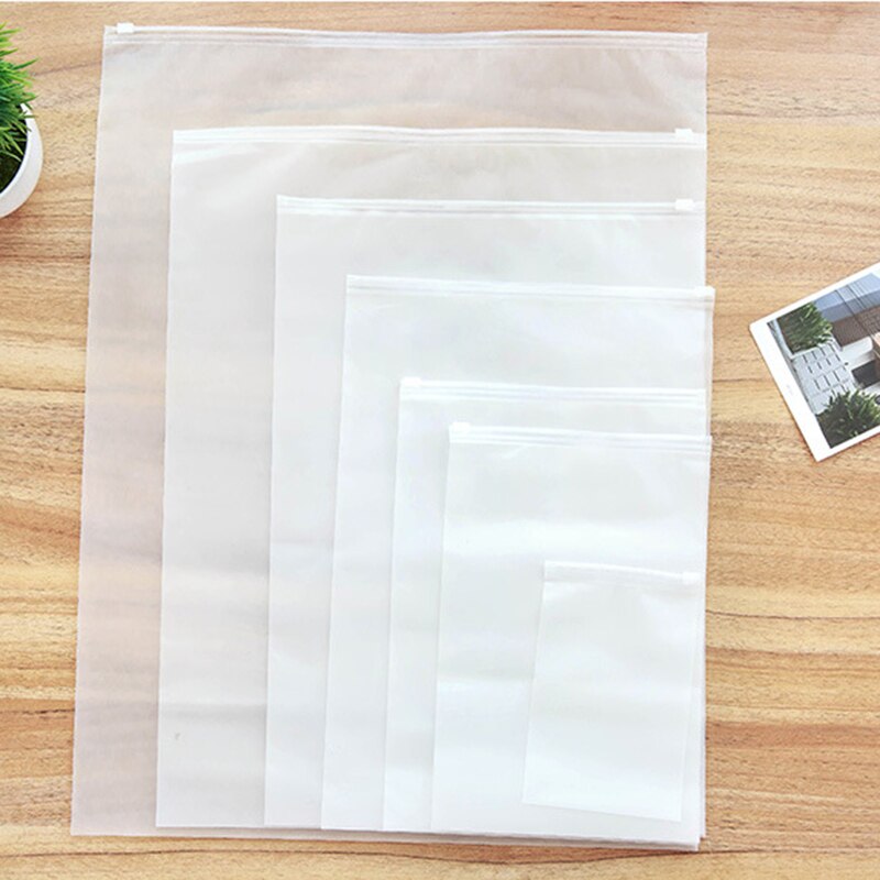 1pc Portable Waterproof Storage Bag Thickened Waterproof Plastic Bag Ziplock Zip Lock Multi-Size Frosted Travel Storage Bag: 28x40