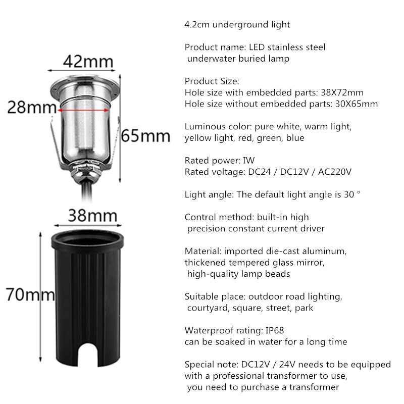 Ip68 led vedenalainen valo maanalainen lamppu led kansi valot puutarhavalo mini led spotti 12v vedenpitävä upotettu ulkona led spotti