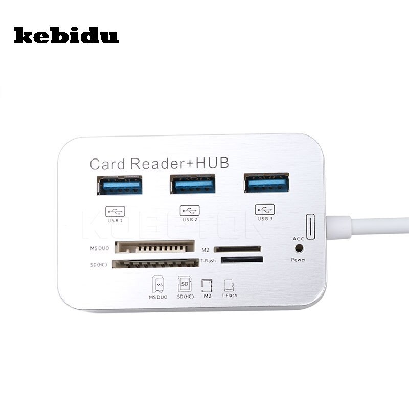 Kebidu High Speed 5 Gbps Usb 3.0 Multi Hub + Kaartlezer Combo Mini Hub Met Ms/Sd/m2/Tf Met 3 Poorten Usb Splitter Voor Pc Laptop