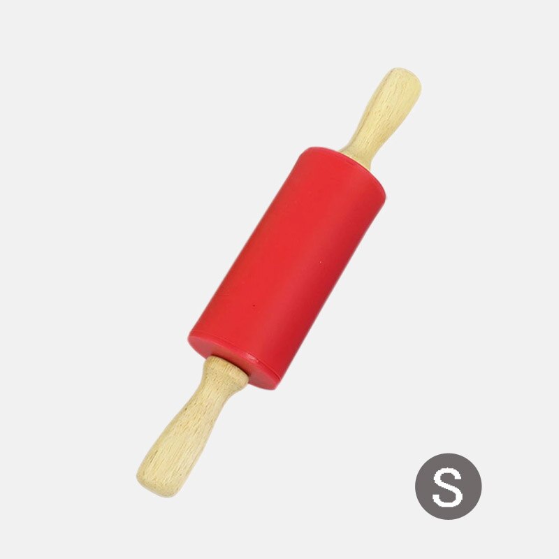 Rodillo de silicona con mango de madera antiadherente, rodillo para masa y harina, utensilios de cocina para hornear, Navidad, 1 ud.: Red S