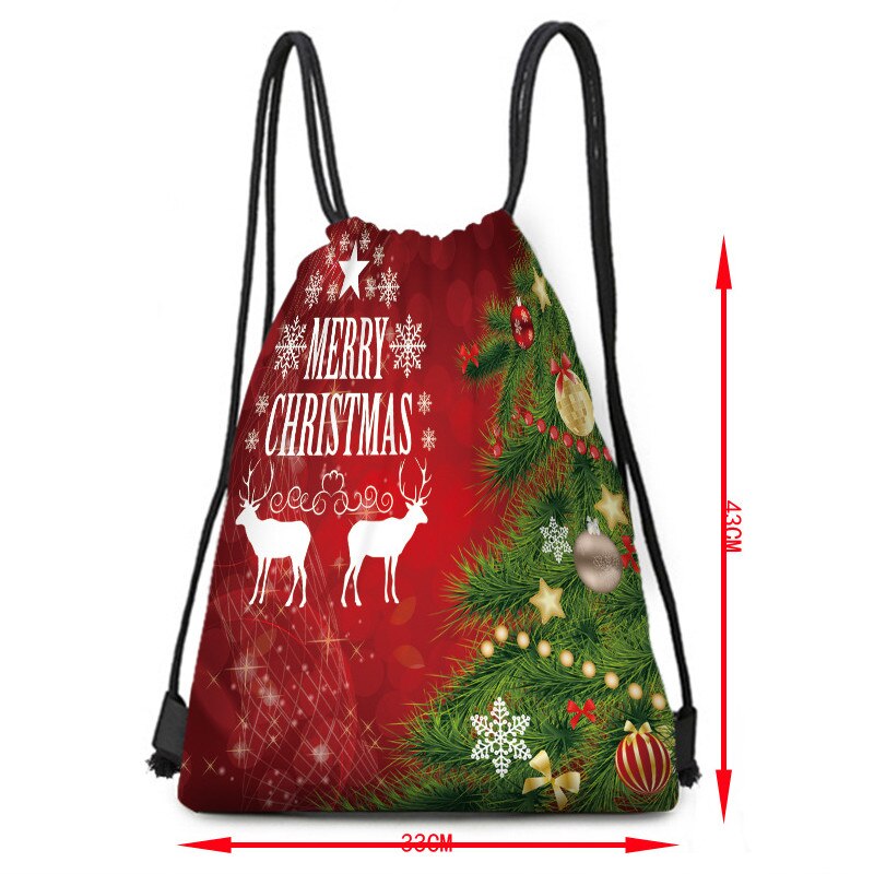 Kerst eland print rugzak grote capaciteit kersttas kerstboompatroon snoepzak kerstversiering trekkoordtas