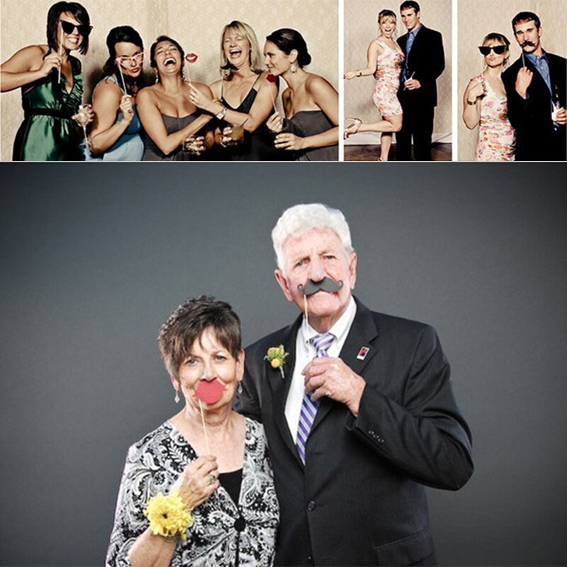 Wedding Photo Booth Props Mask DIY Mr Mrs Bride Groom Photobooth Bridal Shower Decorations Just Married Centerpieces: Default Title