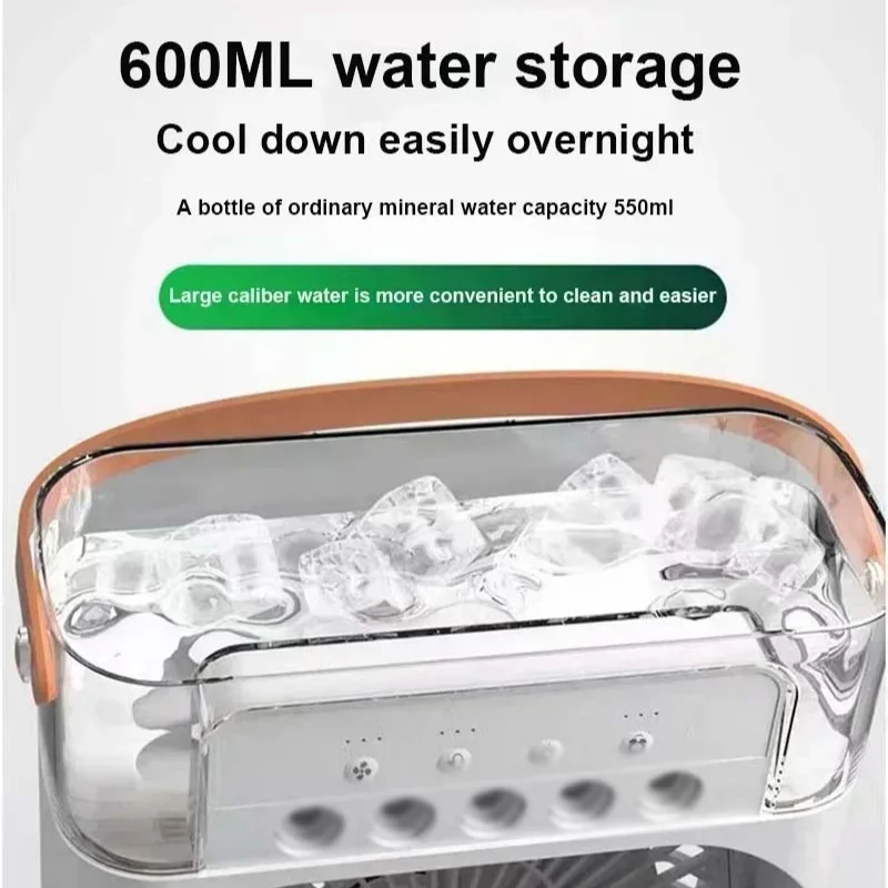 3 In 1 Ventilator Airconditioner Huishoudelijke Kleine Luchtkoeler Led Nachtlampje Draagbare Luchtbevochtiger Watermist Aanpassing Ventilator Kantoor Huis