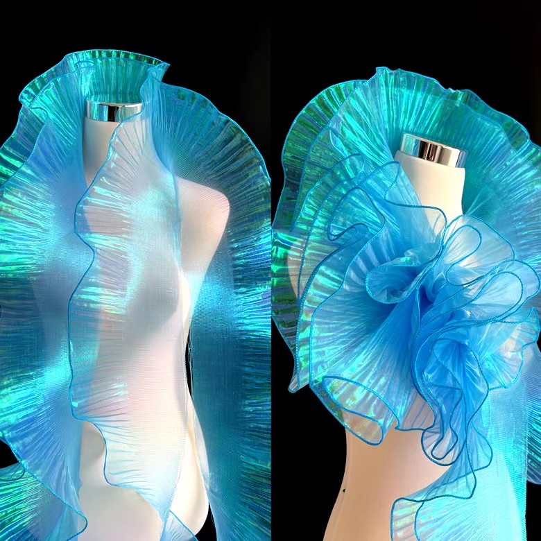 2 Meter Plissee Rüschen Organza Farbverlauf Spitzenbesatz 13 cm breit DIY Kleidung Spleißen Dekor Band Hochzeitskleid NäHenne Stoff