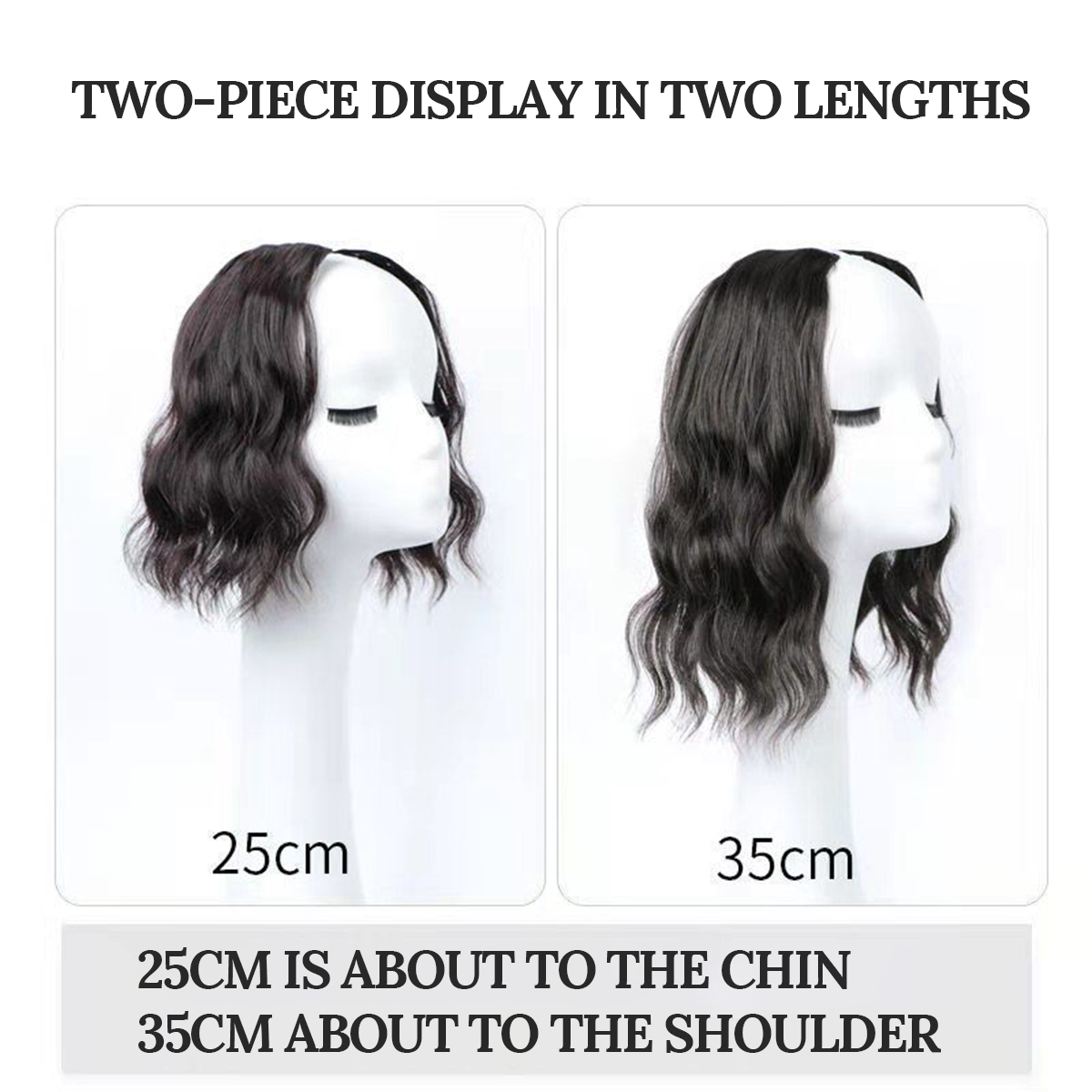 Watergolf synthetisch haarverlenging met twee clips Clip-on dameshaar Natuurlijk krullend zwart haarstuk Naadloze haaraccessoires