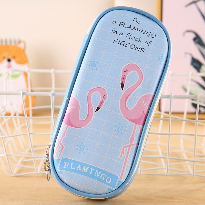 Creatieve Etui Pu Leer Pen Tassen Rits Potlood Zakken Pen Houders Grote Opbergtas Schoolbenodigdheden Briefpapier Potlood Doos: Blue pen bag