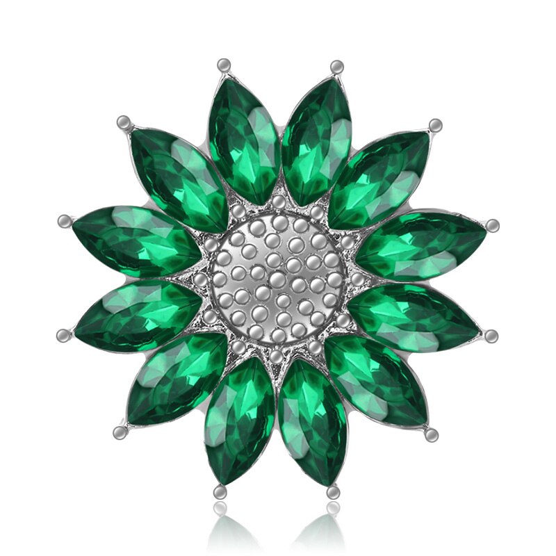 KZ3633 Schoonheid Strass Bloem Stijl Zonnebloem 18Mm Snap Knoppen Fit 18Mm Snap Armband Snap Sieraden: Green