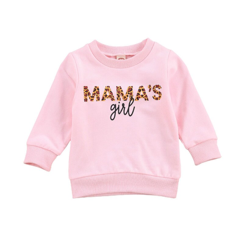 Sudadera con letras de algodón estampadas para niña y bebé, suéter con cuello redondo, ropa de otoño, 0-3 años: Rosa / 3 años