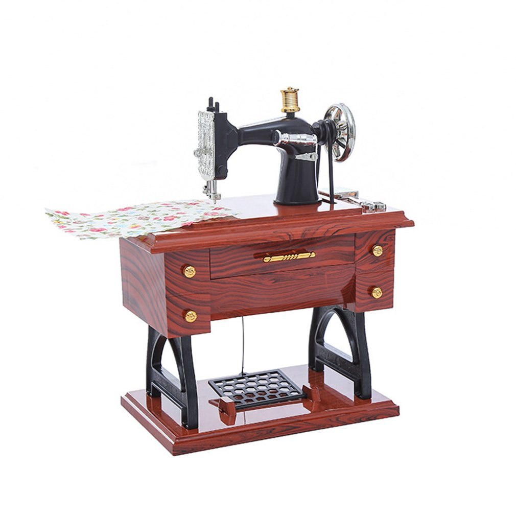 Máquina de coser antigua, caja de música , caja de música Retro similar a la madera, decoración china, de San Valentín