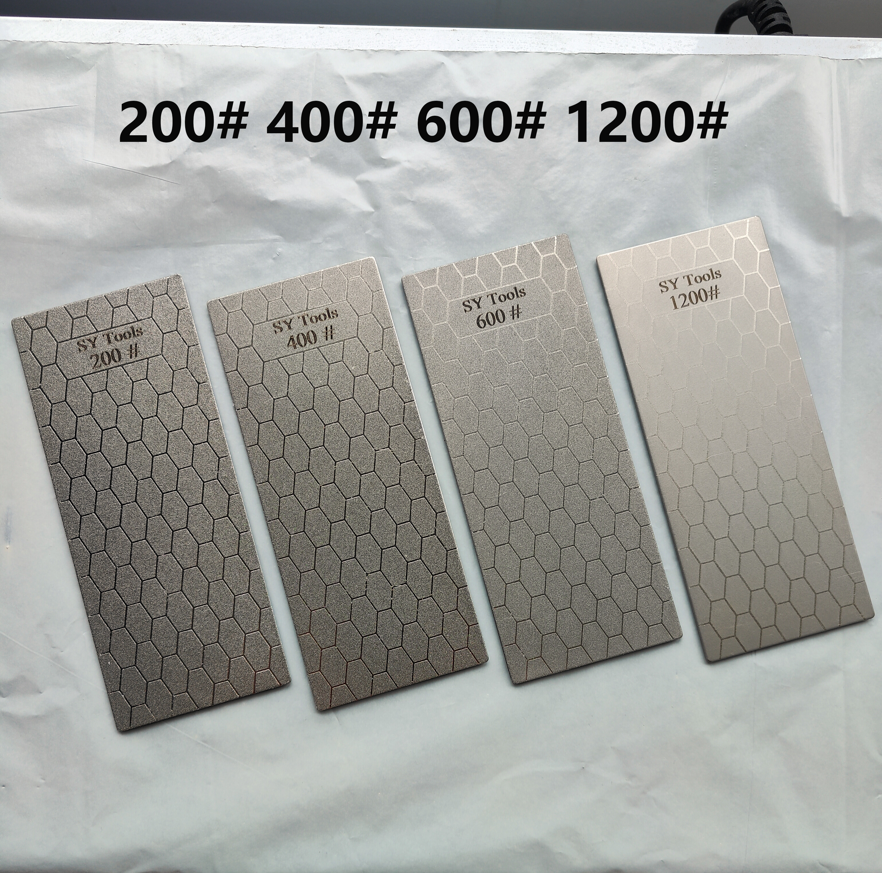 Juegos de piedras de afilar de diamante, sistema de afilado de cuchillos de diamante, herramientas de cuchillos de cocina para exteriores, piedra de afilar: BLANCO