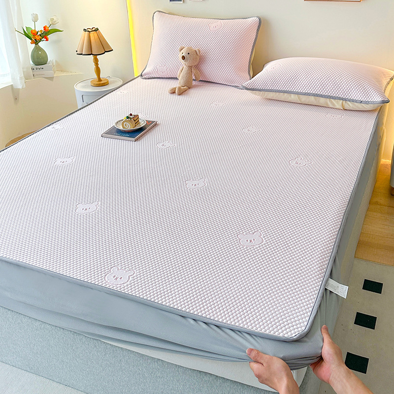 Zomermat Driedelige slaapzaal lakenset Studentenslaapzaal Huishoudelijke airconditioning Zachte mat Zacht comfortabel laken: 150x200cm / Roze