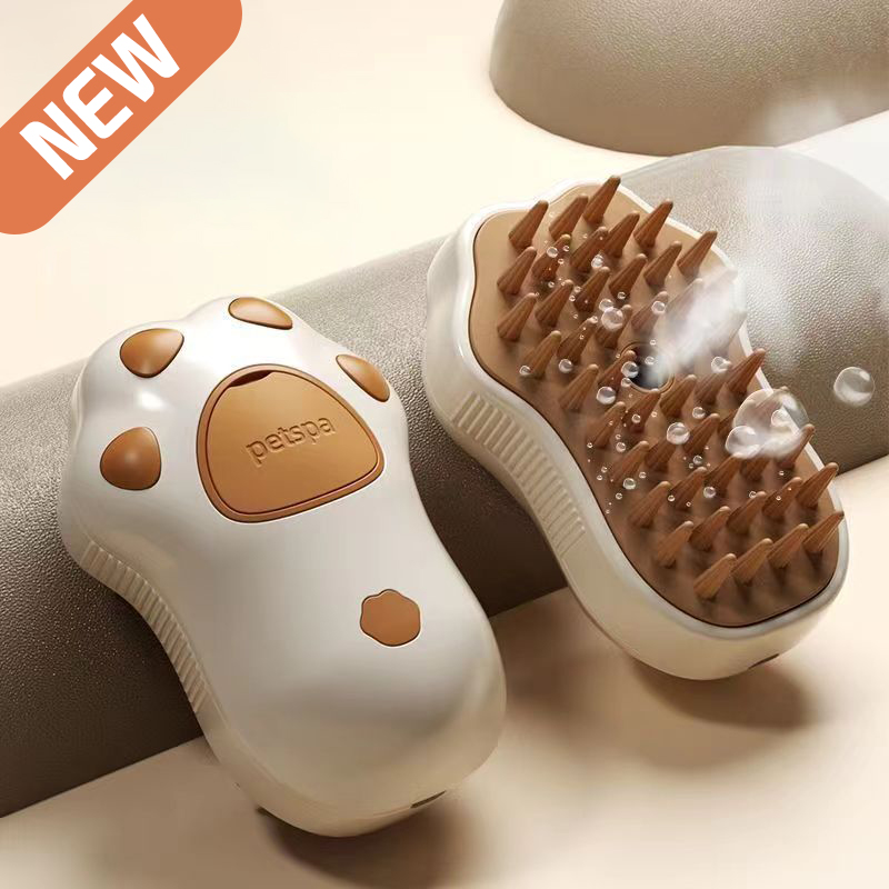 Brosse à vapeur électrique 3 en 1 pour chat, brosse à poils de chat, brosse de Massage pour chien, peigne de pulvérisation, toilettage pour animaux de compagnie, peignes d'épilation: WHITE