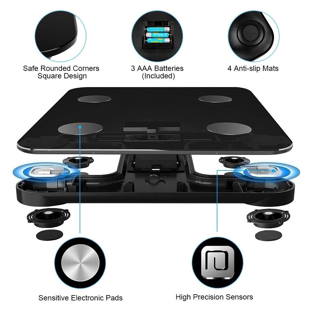 Smart Body Fat Weighing Scale With 3 AAA Batteries Bluetooth Scale Weight Scale Bathroom Scale Smart Backlight Display Scale
