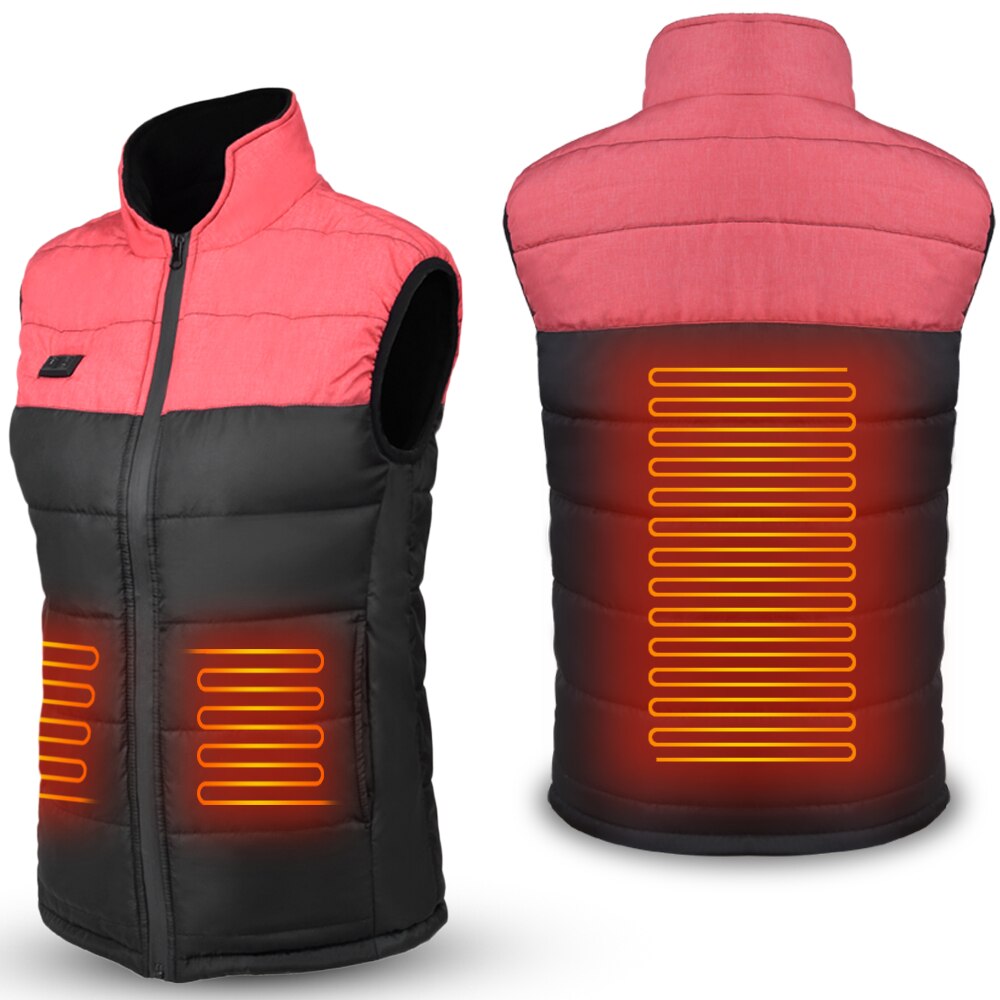 USB Heated Vest Portable Heating Warm Vest Electric Warm Vest Water-resistant Warm Vest for Men Women: Women Black Red / L